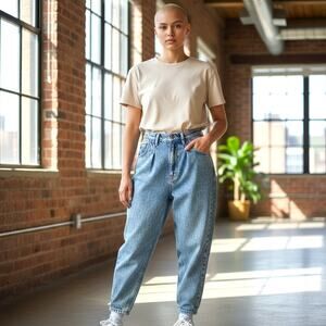 Vintage 80s Lee Denim Women 10 Med Mom Jeans High Rise Tapered Acid Wash Pleated